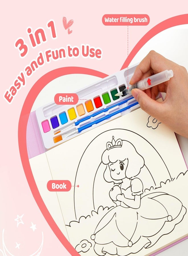 Quellance Paint with Water Coloring Books for Toddlers - Watercolor Painting Book Sets for Kids Ages 3-5 4-8, 24 Pages Total DIY Arts & Crafts Drawing Activities Books Toy Birthday Gift for Boys Girls (Unicorn) - Image 2